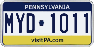 PA license plate MYD1011