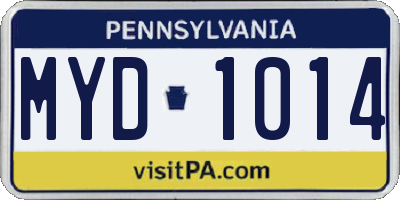 PA license plate MYD1014