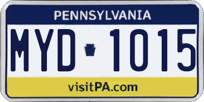 PA license plate MYD1015