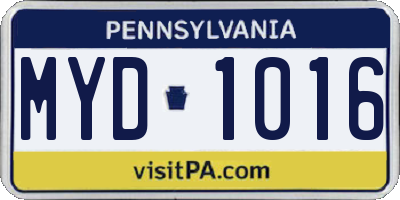 PA license plate MYD1016