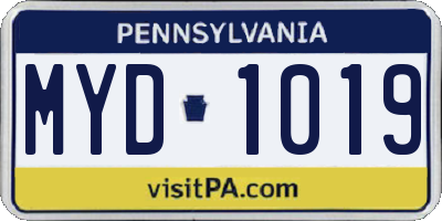 PA license plate MYD1019