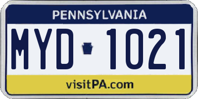 PA license plate MYD1021