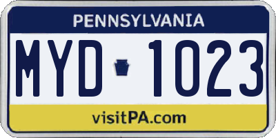 PA license plate MYD1023