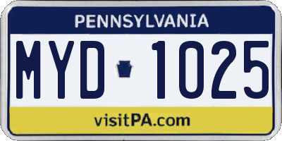 PA license plate MYD1025