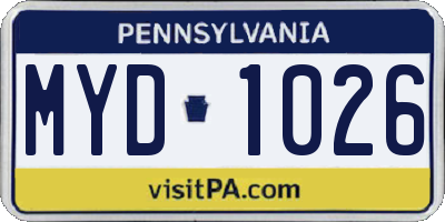 PA license plate MYD1026