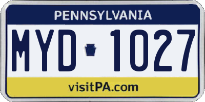 PA license plate MYD1027