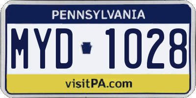 PA license plate MYD1028