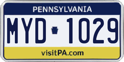 PA license plate MYD1029