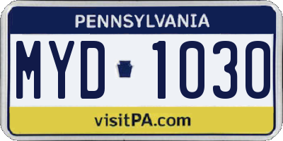 PA license plate MYD1030
