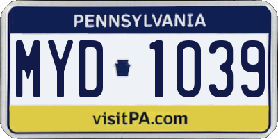 PA license plate MYD1039