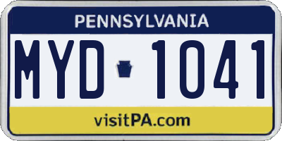 PA license plate MYD1041