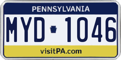 PA license plate MYD1046