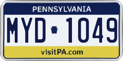 PA license plate MYD1049