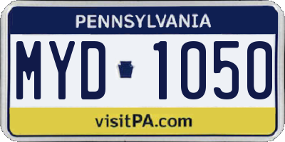 PA license plate MYD1050
