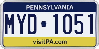 PA license plate MYD1051