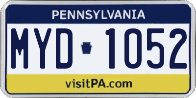 PA license plate MYD1052