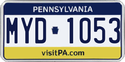 PA license plate MYD1053