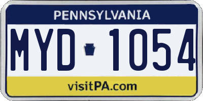 PA license plate MYD1054