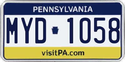 PA license plate MYD1058