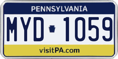 PA license plate MYD1059