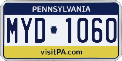PA license plate MYD1060