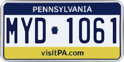PA license plate MYD1061