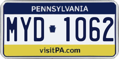 PA license plate MYD1062