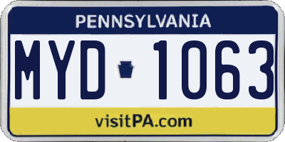 PA license plate MYD1063