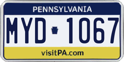 PA license plate MYD1067