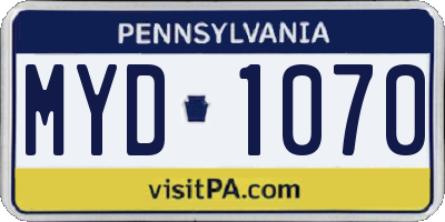 PA license plate MYD1070