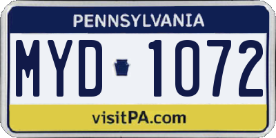 PA license plate MYD1072