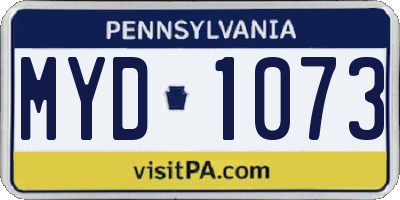 PA license plate MYD1073