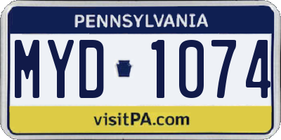 PA license plate MYD1074