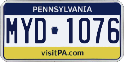 PA license plate MYD1076