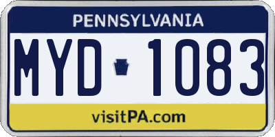 PA license plate MYD1083