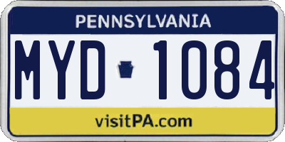 PA license plate MYD1084