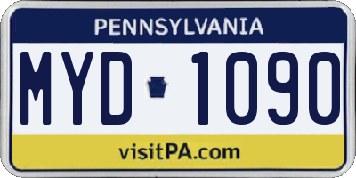PA license plate MYD1090