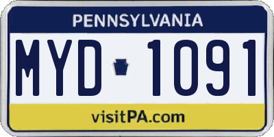 PA license plate MYD1091