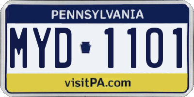 PA license plate MYD1101