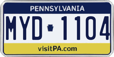 PA license plate MYD1104