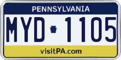 PA license plate MYD1105