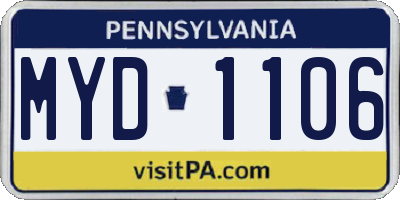PA license plate MYD1106