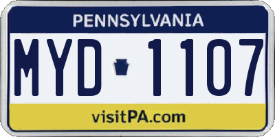PA license plate MYD1107