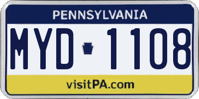 PA license plate MYD1108