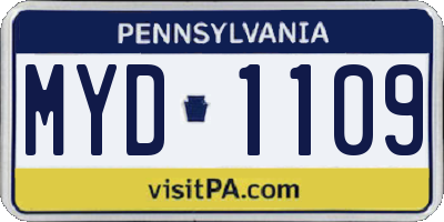 PA license plate MYD1109