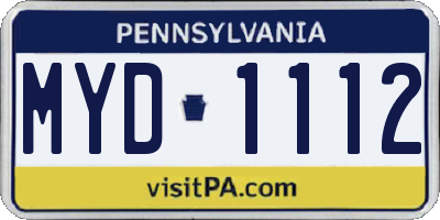 PA license plate MYD1112