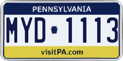 PA license plate MYD1113