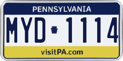 PA license plate MYD1114