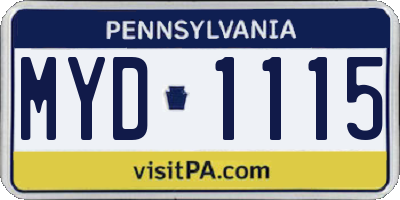 PA license plate MYD1115