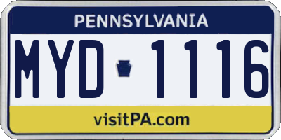 PA license plate MYD1116